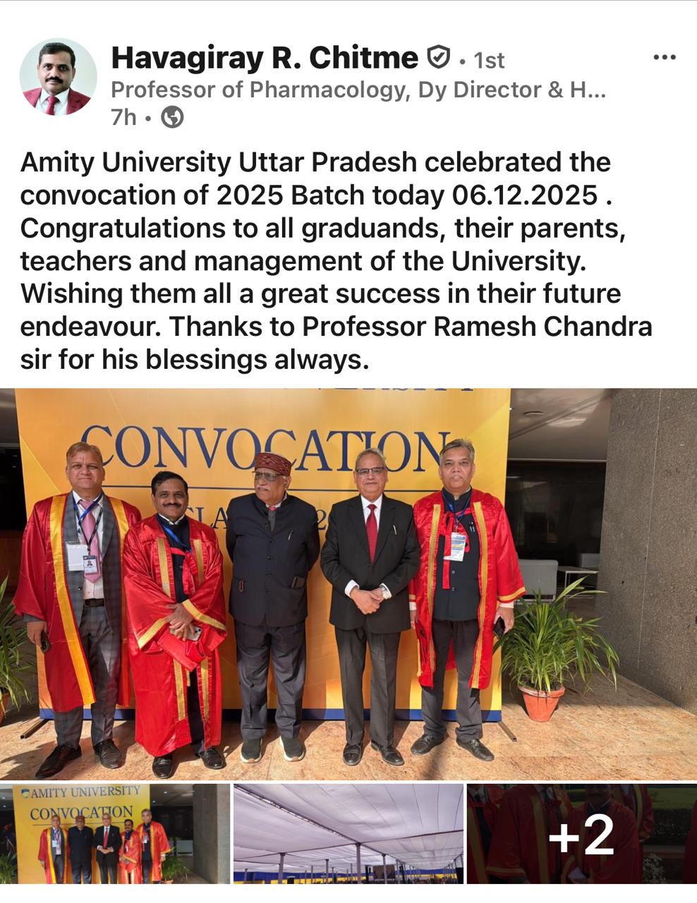 Professor Ramesh Chandra receives prestigious recognition and honors